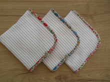 Load image into Gallery viewer, D'anjo Liberty Edged Organic Waffle Burp Cloth