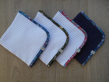 Load image into Gallery viewer, Strawberry Thief Liberty Edged Organic Waffle Burp Cloths