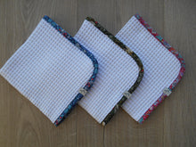 Load image into Gallery viewer, Strawberry Thief Liberty Edged Organic Waffle Burp Cloths
