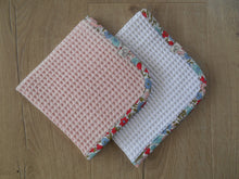 Load image into Gallery viewer, Poppy & Daisy Liberty Edged Organic Waffle Burp Cloths