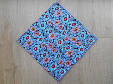 Load image into Gallery viewer, Blue & Pink Flower Headscarves/Bandannas