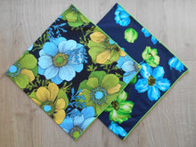 Load image into Gallery viewer, Lime & Blue Flower Headscarves/Bandannas