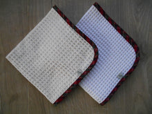 Load image into Gallery viewer, Tartan Edged Organic Waffle Burp Cloths - Red/Green