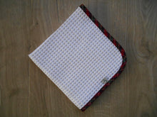 Load image into Gallery viewer, Tartan Edged Organic Waffle Burp Cloths - Red/Green
