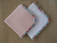 Load image into Gallery viewer, Poppy &amp; Daisy Liberty Edged Organic Waffle Burp Cloths
