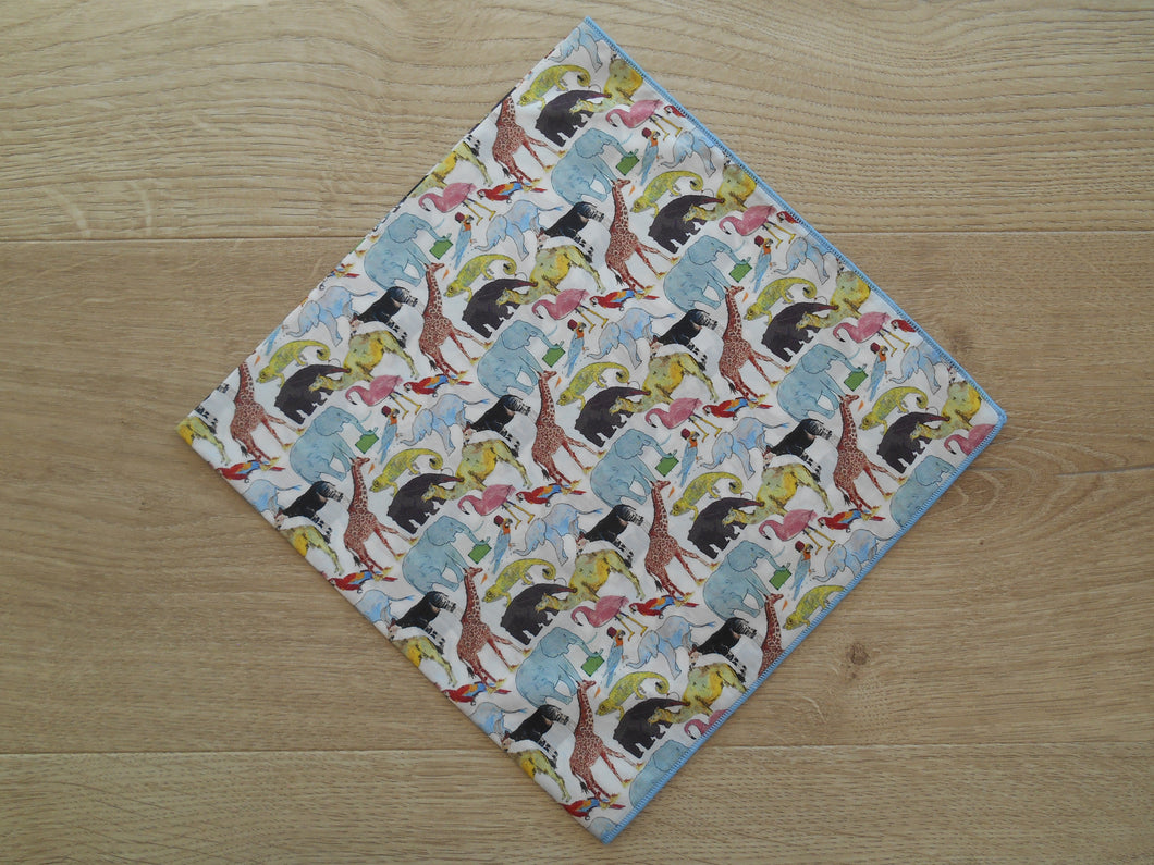 Extra Large Liberty Handkerchief - Neckerchief/Toddlers Scarf - Queue for the Zoo