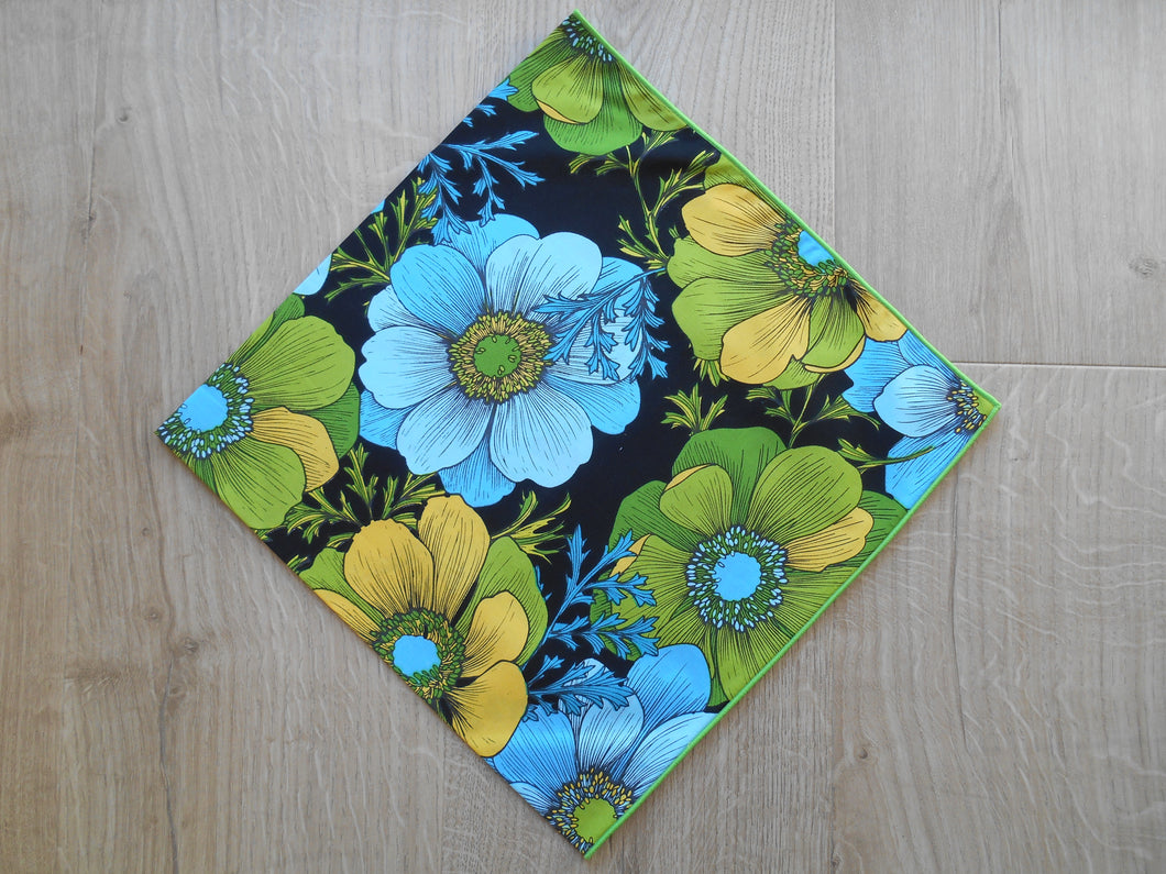 Lime & Blue Flower Headscarves/Bandannas