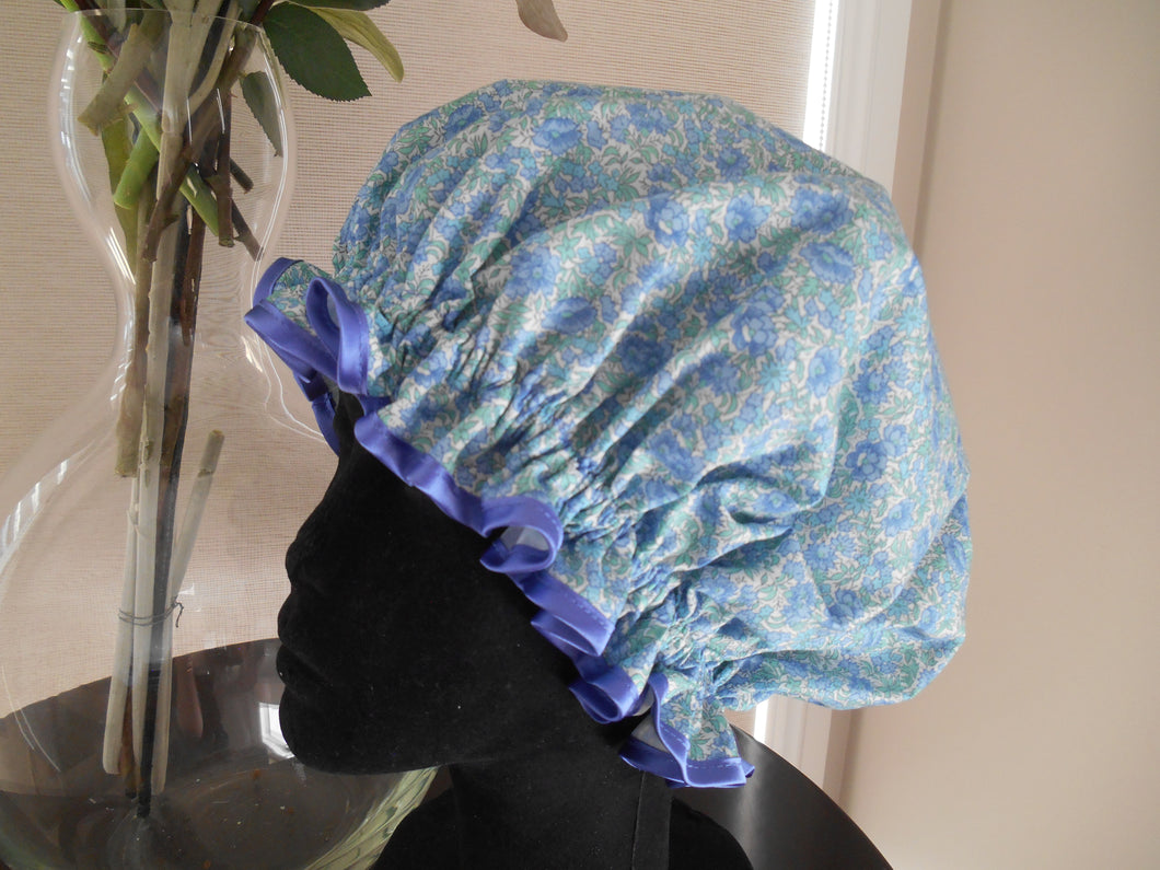 Liberty Fabric Shower Cap - Blue Daisy