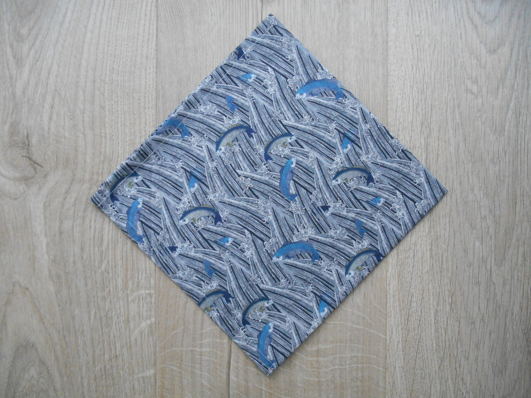 Large Hemmed Liberty Handkerchief - Shiomi Fish