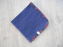 Load image into Gallery viewer, Tartan Edged Organic Waffle Burp Cloths - Navy/Red
